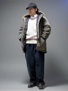 「アイテム（ミリタリージャケット）」を使った、テツロウ+さん（メンズ・165cm）の冬コーディネート