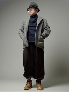 「アイテム（スウェットパンツ）」を使った、テツロウ+さん（メンズ・165cm）の冬コーディネート