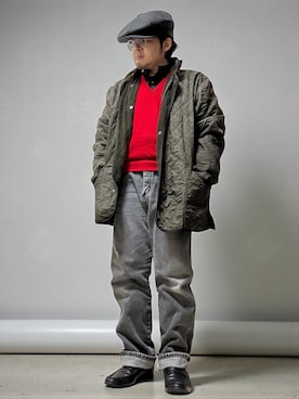 「アイテム（帽子）」を使った、テツロウ+さん（メンズ・165cm）の冬コーディネート