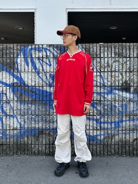 「アイテム（キャップ）」を使った、takatoさん（メンズ・170cm・20代）の夏コーディネート