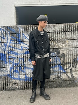 「アイテム（ハンチング/ベレー帽）」を使った、takatoさん（メンズ・170cm）の秋コーディネート