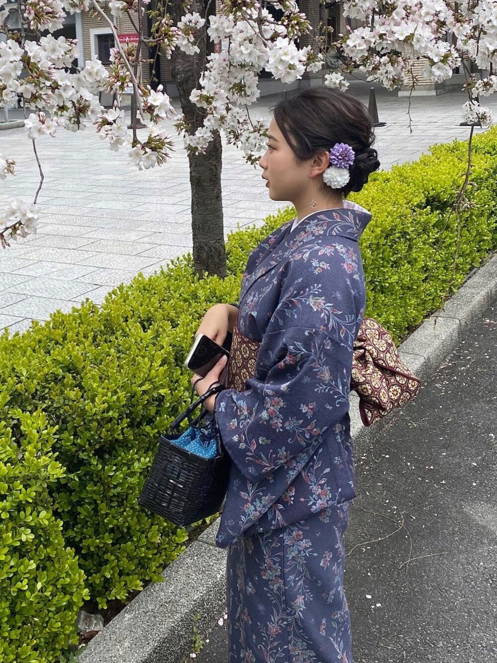 「夏の和物語、sy_ootd、フォロー、イイネ、お気に入り登録お願いします♡、instagram:sh_u41z」｜「イロドリ京都のアイテム（着物、ブルー系）」を使った、sshuuさん（レディース・154cm）の夏コーディネートの1枚目の写真