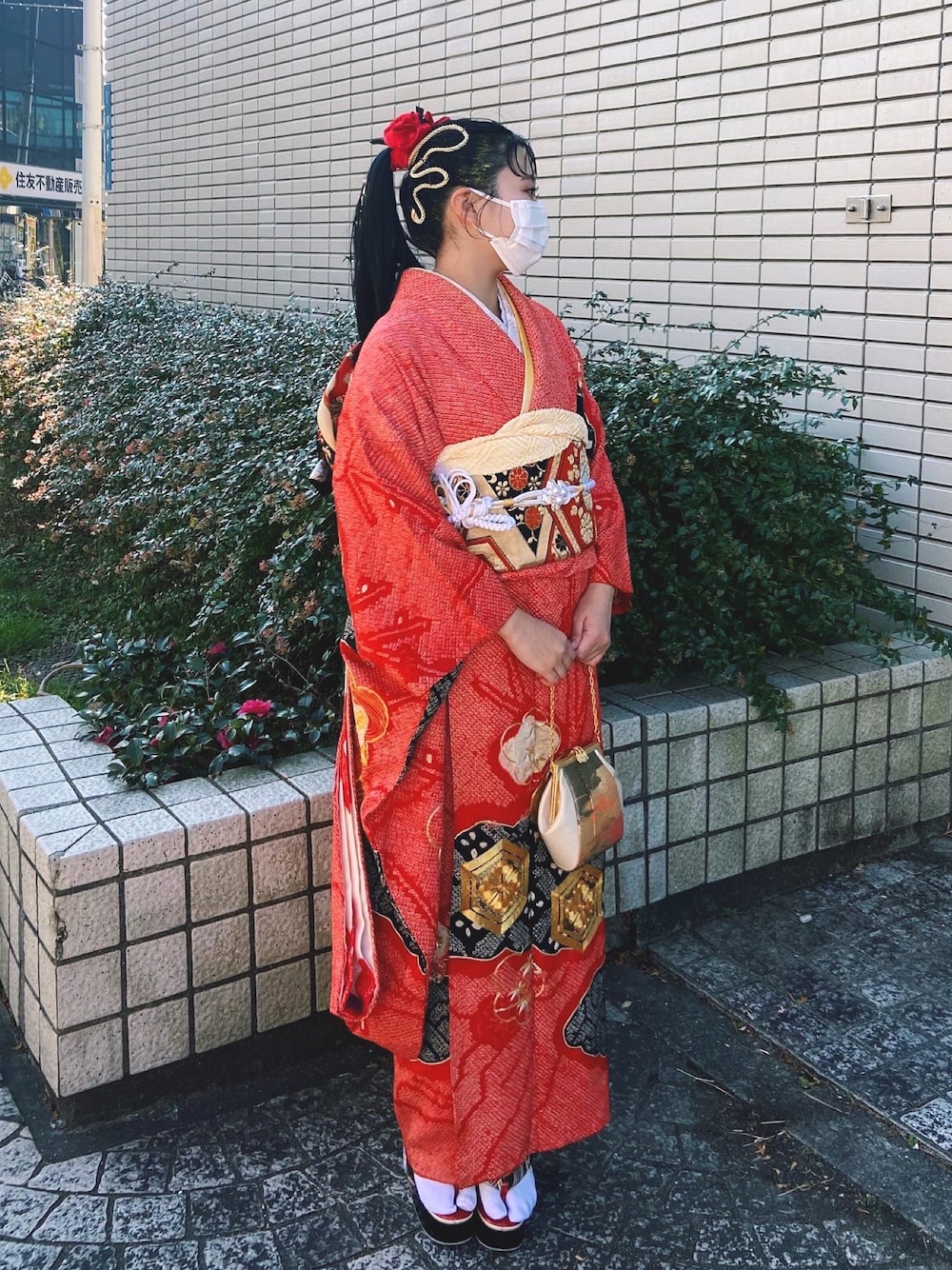 「成人式、成人式ヘア、成人式振袖、総絞り、ママ振袖、instagram:sh_u41z、sy_ootd、フォロー、イイネ、お気に入り登録お願いします♡」｜「ママ振袖のアイテム（その他、レッド系）」を使った、sshuuさん（レディース・153cm）の冬コーディネートの1枚目の写真