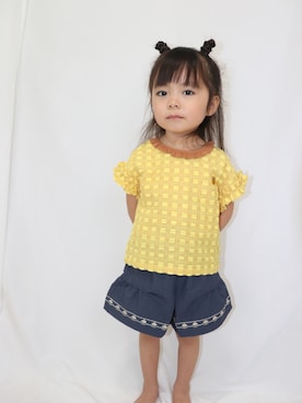 「moimoln（モイモルン）のアイテム（パンツ）」を使った、miyuさん（キッズ・90cm）の夏コーディネート