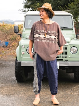 「チャイハネ（チャイハネ）のアイテム（その他トップス）」を使った、チャイハネMEN'S Moriさん（メンズ・184cm）の夏コーディネート