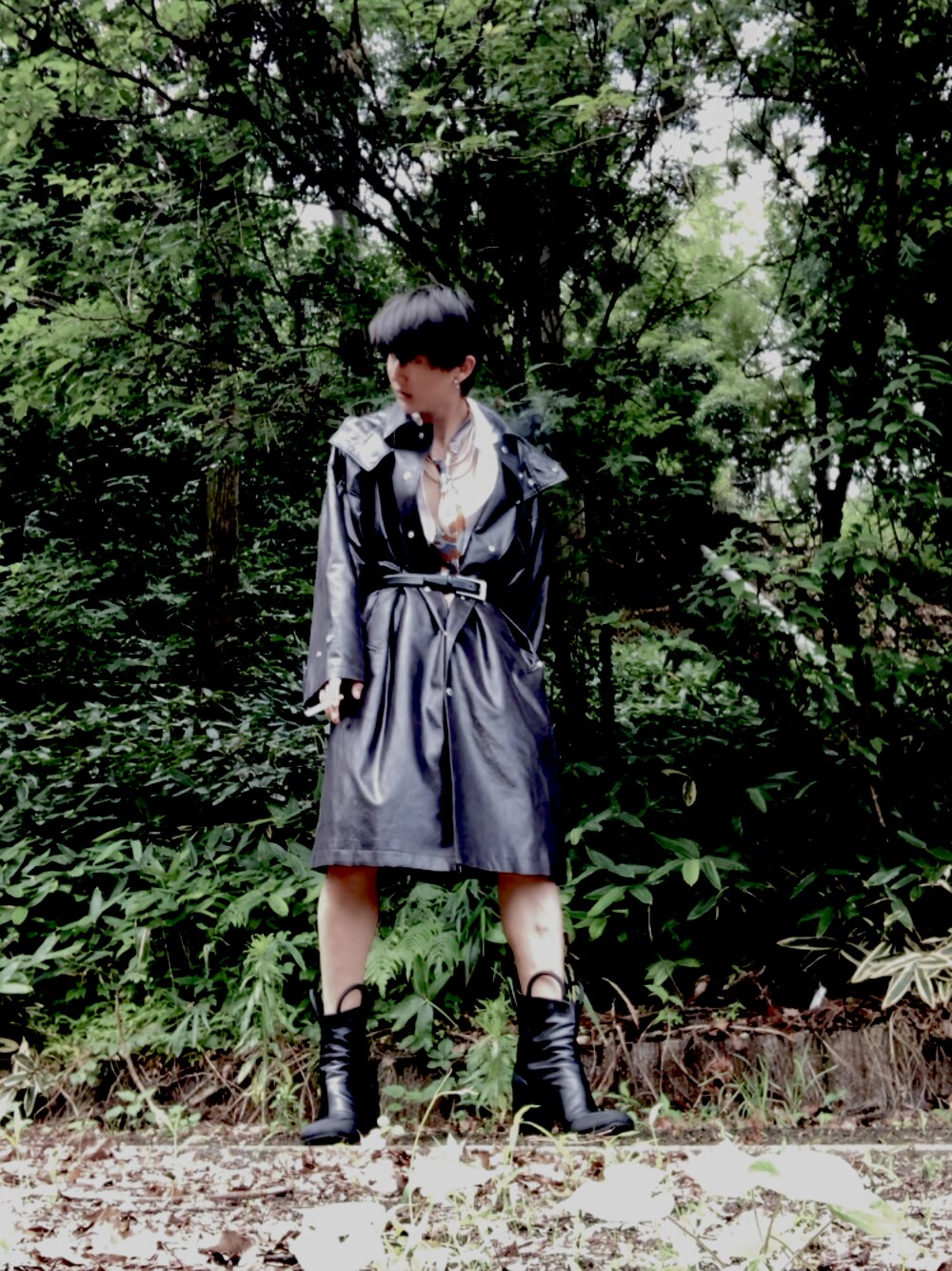 「ジョンローレンスサリバン、Random Identities、JOHN LAWRENCE SULLIVAN、driesvannoten、モード、ootd、高校生、17歳、ジェンダーレス」｜「RANDOM IDENTITIESのアイテム（ブーツ、ブラック系）」を使った、wサメ握り一貫さん（メンズ・178cm）の夏コーディネートの1枚目の写真