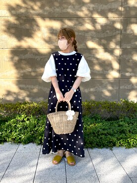 「Samansa Mos2（サマンサ モスモス）のセパレートサンダル（サンダル）」を使った、すーみんさん（レディース・147cm）の夏コーディネート