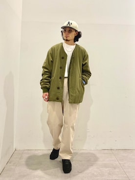 「JOURNAL STANDARD relume（ジャーナルスタンダード　レリューム）のアイテム（ミリタリージャケット）」を使った、kobaさん（メンズ・170cm）の秋コーディネート