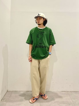 「PEANUTS（ピーナッツ）のアイテム」を使った、kobaさん（メンズ・170cm）の夏コーディネート