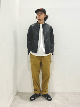 「JOURNAL STANDARD relume（ジャーナルスタンダード　レリューム）のアイテム（ライダースジャケット）」を使った、kobaさん（メンズ・170cm）の秋コーディネート