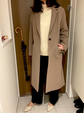 「SHIPS（シップス）のアイテム（チェスターコート）」を使った、きゃんさん（レディース・163cm）の冬コーディネート