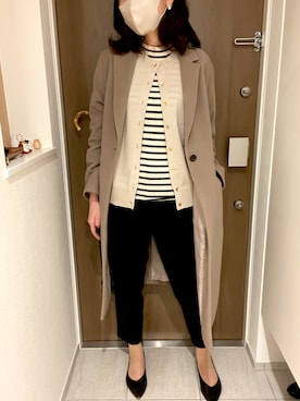 「ベージュ×ブラック」｜「アイテム（アクセサリー）」を使った、きゃんさん（レディース・163cm）の冬コーディネート