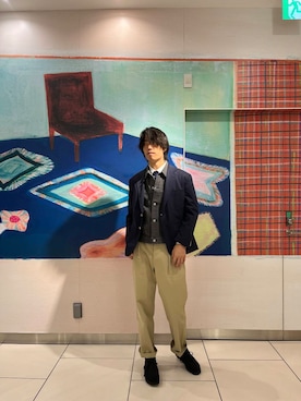 「ネクタイ」｜「アイテム（その他アウター）」を使った、ハルさん（メンズ・183cm）の秋コーディネート