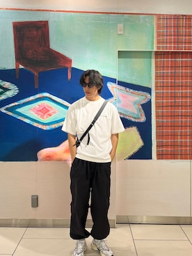 「KANEKO OPTICAL（カネコオプティカル）の『別注』KANEKO OPTICAL×URBAN RESEARCH　URA-06（メガネ）」を使った、ハルさん（メンズ・183cm）の夏コーディネート