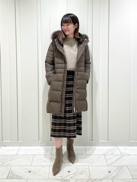 「インディヴィ」｜「アイテム（ダウンジャケット/コート）」を使った、kanaさん（レディース・159cm）の冬コーディネート