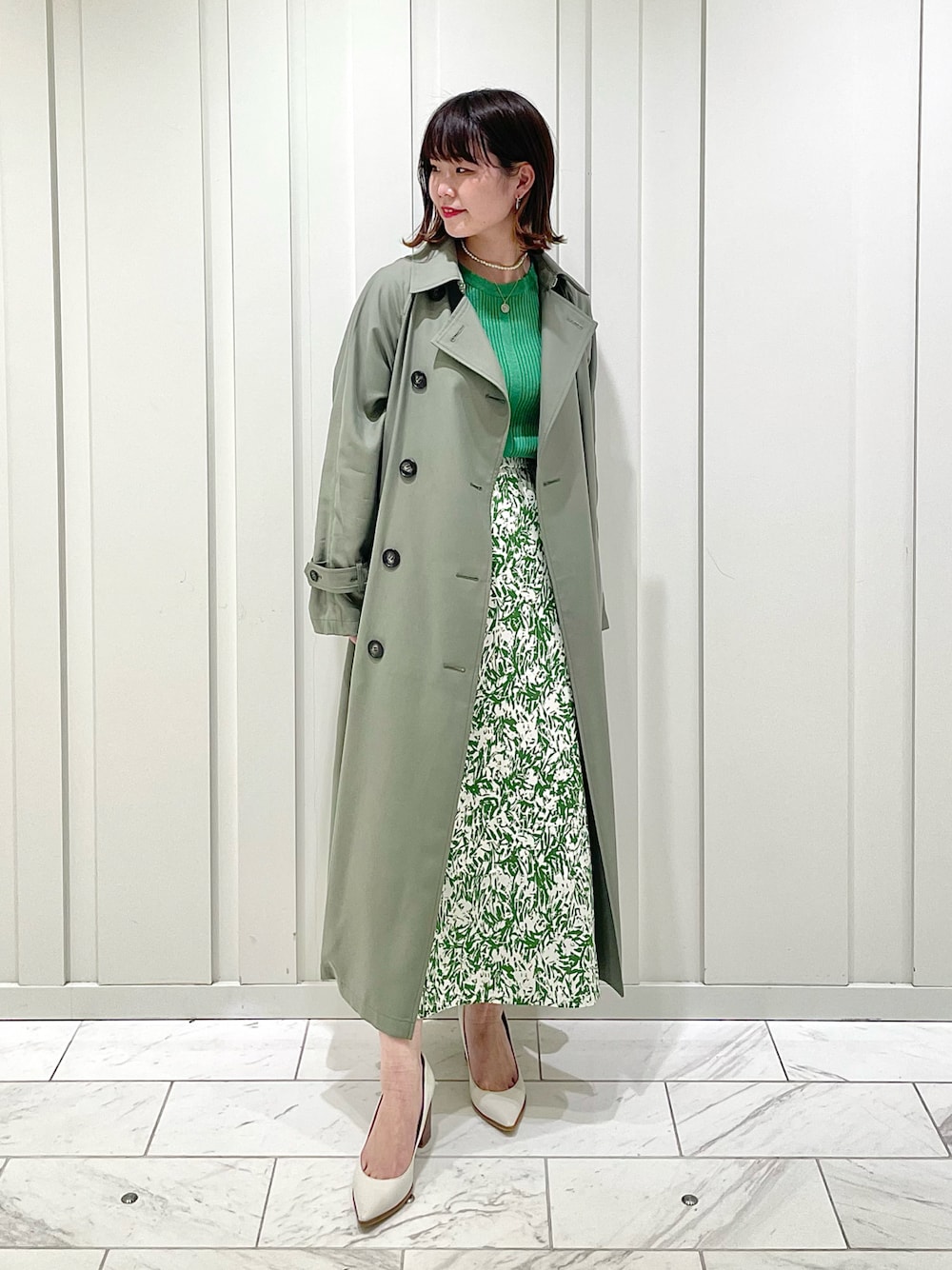 transitional Gallery トレンチコート オリーブ