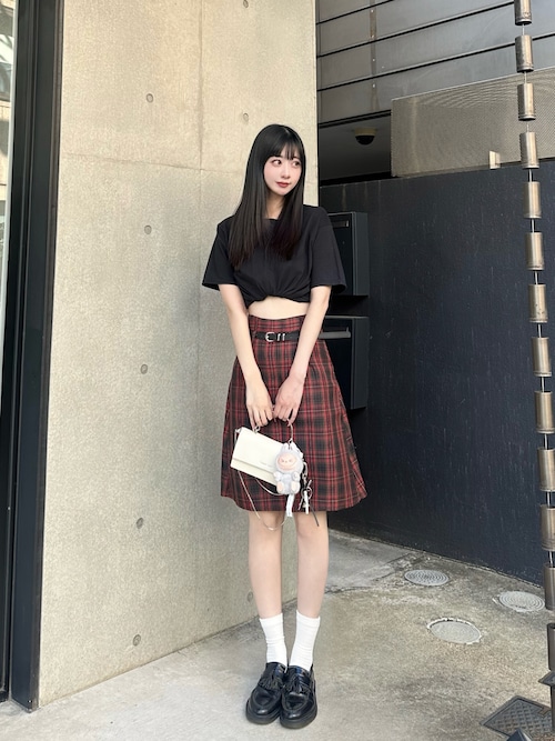 セール】Gingham Check Skirt with Belt / ベルト付き ギンガム