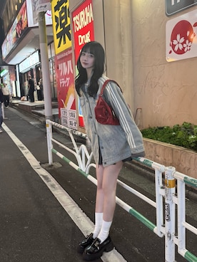 「アイテム（デニムジャケット）」を使った、桃さん（レディース・164cm）の秋コーディネート