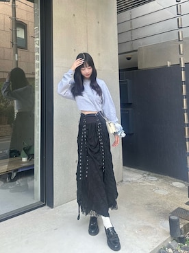「GILDAN（ギルダン）のアイテム（Tシャツ/カットソー）」を使った、桃さん（レディース・164cm）の夏コーディネート