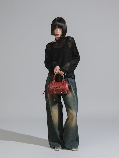 One-Shoulder Wool Mesh Knit / ワンショル ウールメッシュニット