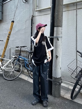 「アイテム（キャップ）」を使った、桃さん（レディース・164cm・20代）の夏コーディネート