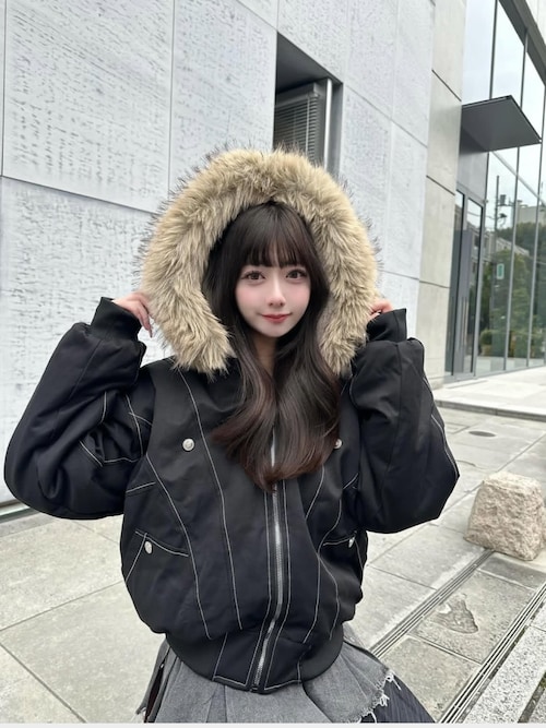 セール】【ファー取り外し可能】N2B-Style Faux Fur Hooded Blouson