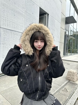 「アイテム（デニムスカート）」を使った、桃さん（レディース・164cm・20代）の冬コーディネート