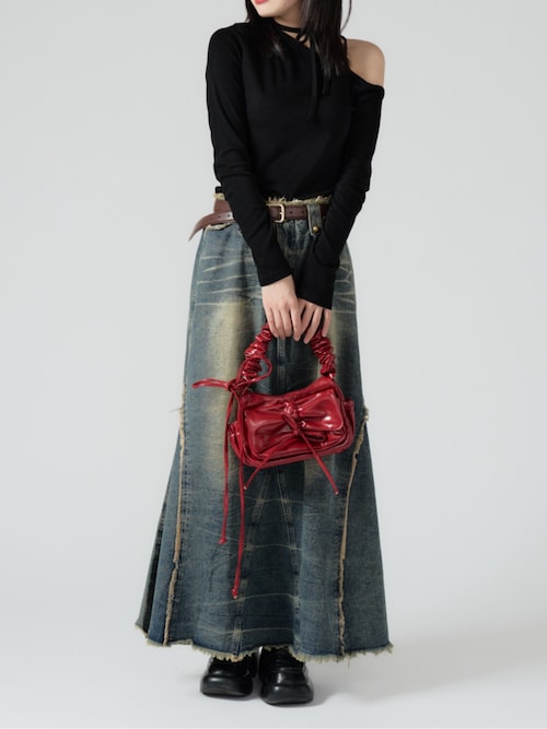 Ribbon Design Shoulder Bag / リボンデザイン ギャザーミニ