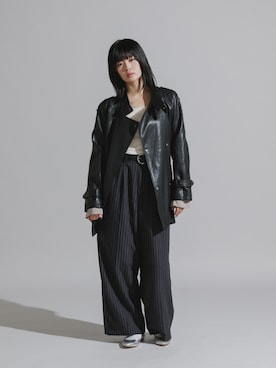 「アイテム（トレンチコート）」を使った、桃さん（レディース・164cm）の秋コーディネート