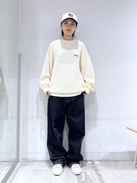 「XLARGE（エクストララージ）のアイテム（キャップ）」を使った、RIRIさん（レディース・157cm）の春コーディネート