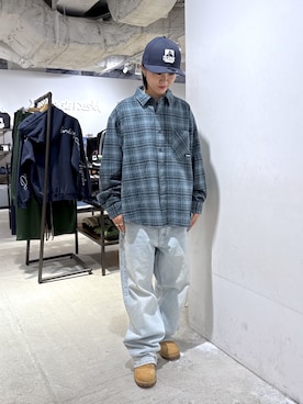「XLARGE（エクストララージ）のURBAN PLAID L/S SHIRT（シャツ/ブラウス、グリーン系）」を使った、RIRIさん（レディース・157cm）の秋コーディネート