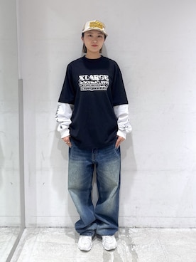 「XLARGE（エクストララージ）のアイテム」を使った、RIRIさん（レディース・157cm）の春コーディネート