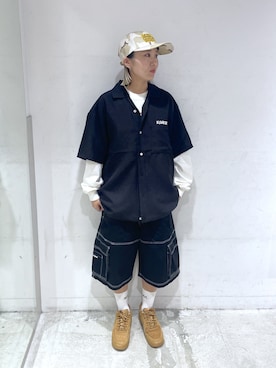 「XLARGE（エクストララージ）のアイテム（キャップ）」を使った、RIRIさん（レディース・157cm）の春コーディネート