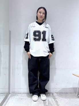 「XLARGE（エクストララージ）のアイテム」を使った、RIRIさん（レディース・157cm）の春コーディネート