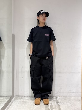「XLARGE（エクストララージ）のアイテム（キャップ）」を使った、RIRIさん（レディース・157cm）の春コーディネート