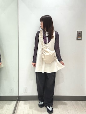 「KBF（ケイビーエフ）の2WAYローフレアミニワンピース（ワンピース、ホワイト系）」を使った、yukichiさん（レディース・162cm）の秋コーディネート