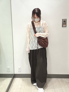 「KBF(ケイビーエフ)のフーディーレーストップス(Tシャツ/カットソー、ホワイト系)」を使った、yukichiさん(レディース・162cm)の夏コーディネート