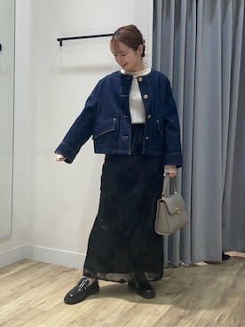「アイテム（デニムジャケット）」を使った、saikaさん（レディース・153cm）の秋コーディネート