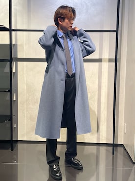 「アイテム（チェスターコート）」を使った、RENさん（メンズ・178cm）の秋コーディネート
