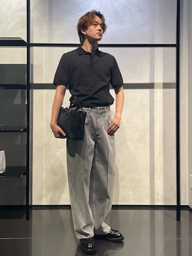 「EMPORIO ARMANI（エンポリオアルマーニ）の【エンポリオ アルマーニ】ASV バギーツイストフィットジーンズ J80 デニム ストーンウォッシュ＆ブリーチ加工（デニムパンツ）」を使った、RENさん（メンズ・178cm）の秋コーディネート
