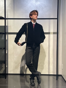 「アイテム（クラッチバッグ）」を使った、RENさん（メンズ・178cm）の秋コーディネート