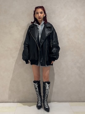 「アイテム（MA-1）」を使った、MIHOさん（レディース・158cm）の秋コーディネート