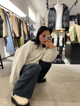 「EMODA（エモダ）のアイテム（スウェット）」を使った、市川あん(EMODA)さん（レディース・153cm）の秋コーディネート