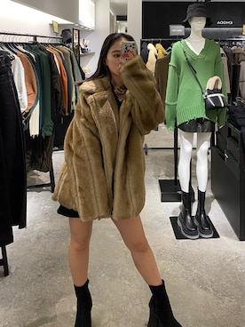 「EMODA（エモダ）のアイテム（その他アウター）」を使った、市川あん(EMODA)さん（レディース・153cm）の冬コーディネート
