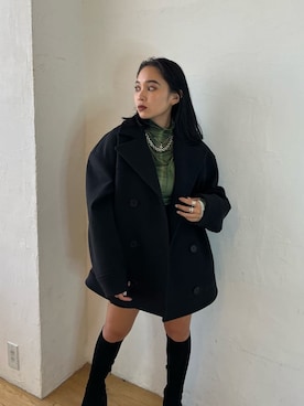 「EMODA（エモダ）のアイテム（その他アウター）」を使った、市川あん(EMODA)さん（レディース・153cm）の秋コーディネート
