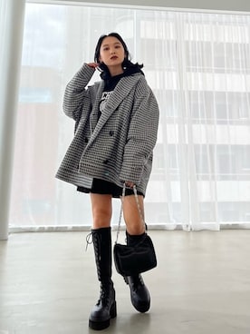 「EMODA（エモダ）のアイテム（その他アウター）」を使った、市川あん(EMODA)さん（レディース・153cm）の夏コーディネート