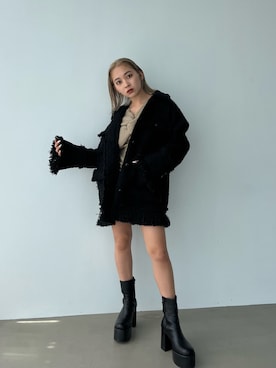 「EMODA（エモダ）のアイテム（その他アウター）」を使った、市川あん(EMODA)さん（レディース・153cm）の秋コーディネート