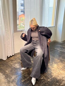 「EMODA（エモダ）のアイテム（その他アウター）」を使った、市川あん(EMODA)さん（レディース・153cm）の冬コーディネート