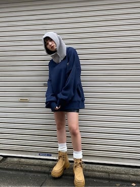 「EMODA（エモダ）のアイテム（スウェット）」を使った、市川あん(EMODA)さん（レディース・153cm）の夏コーディネート