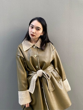 「EMODA（エモダ）のアイテム（その他アウター）」を使った、市川あん(EMODA)さん（レディース・153cm）の冬コーディネート